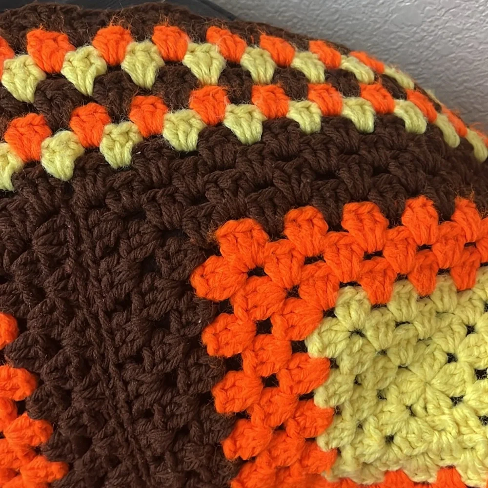 Granny Square Boho Crochet Blanket Cottagecore Country Cabin Farmhouse Rustic